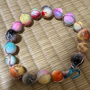 Paint Splatter/ Watercolor Beaded Bracelet